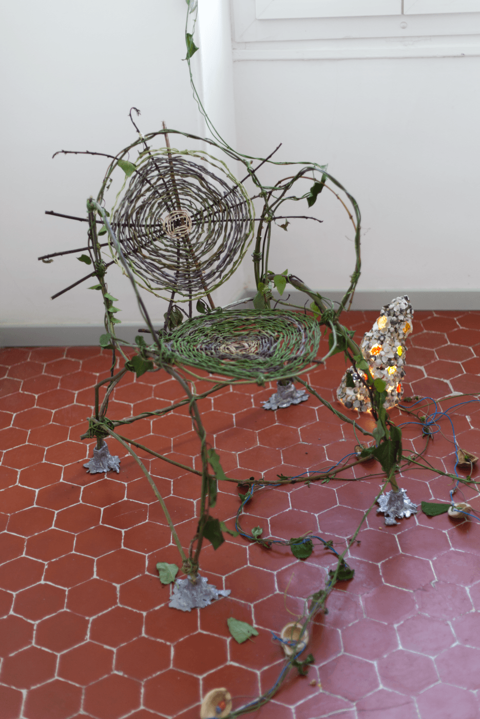 fauteil en rotin vert